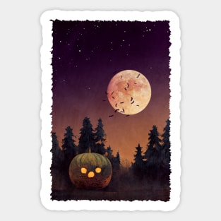 Halloween - Night Of Moon And Pumpkin Sticker